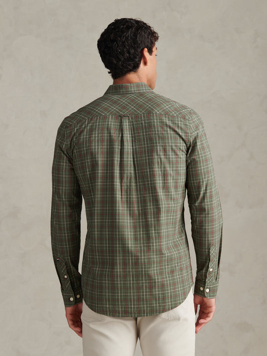 Mens Windowpane Check Shirt Beetle
