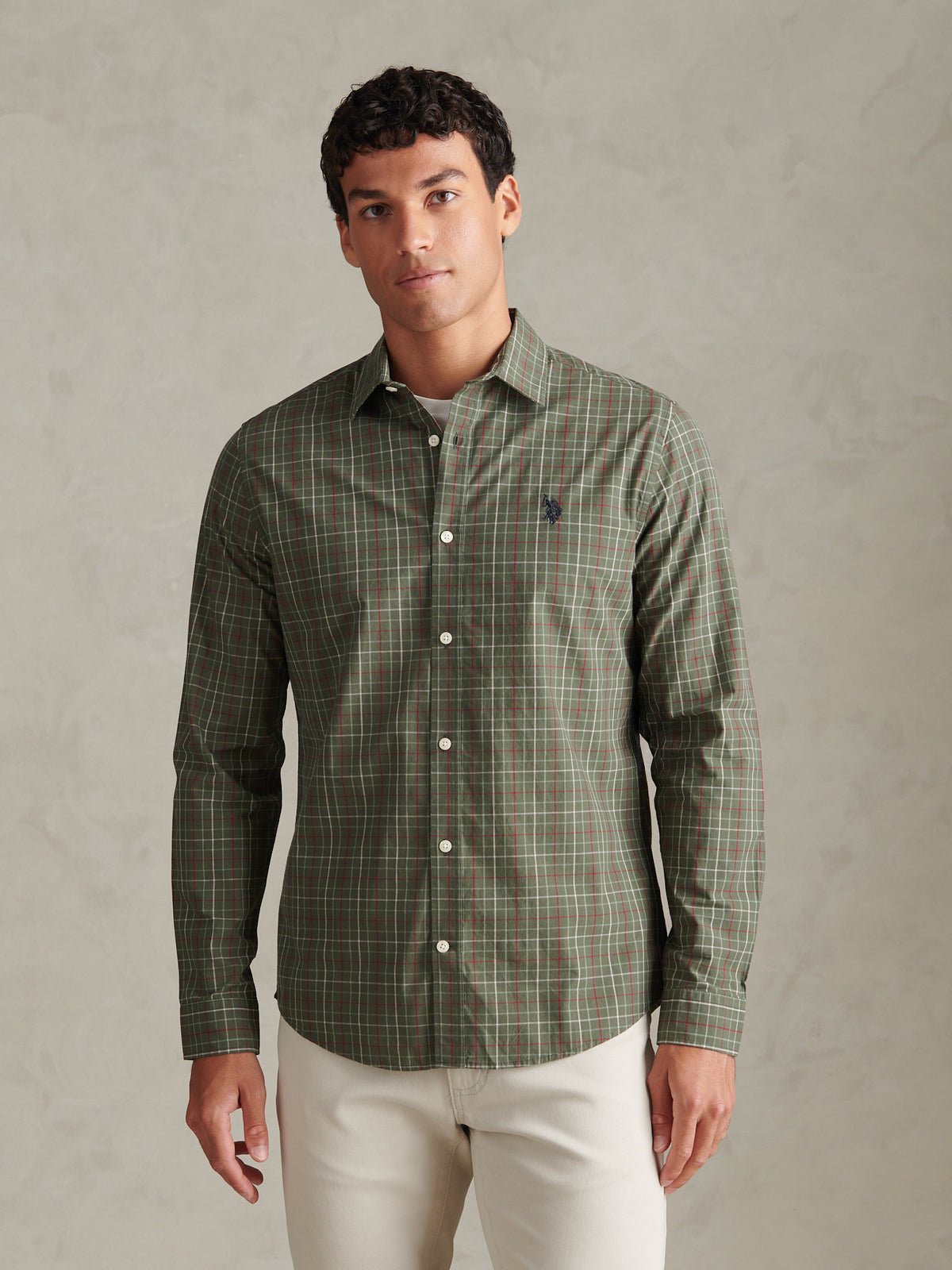 Mens Windowpane Check Shirt Beetle
