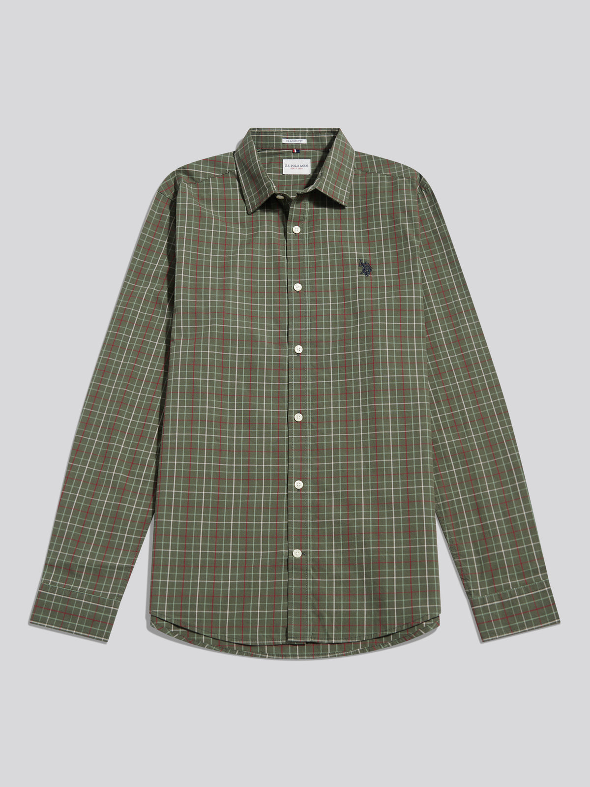 Mens Windowpane Check Shirt Beetle