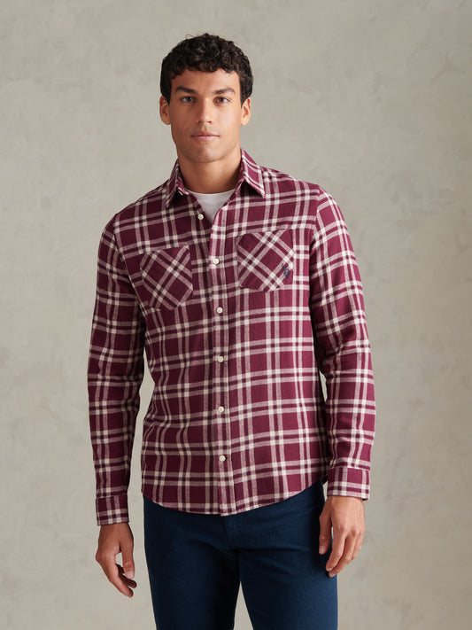 Mens Brushed Check Double Pocket Shirt Fig