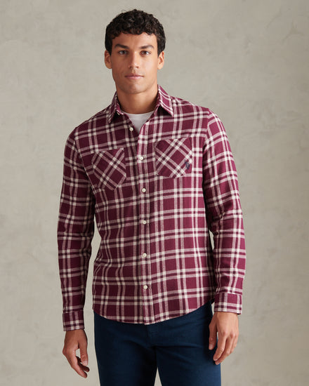 Mens Brushed Check Double Pocket Shirt Fig