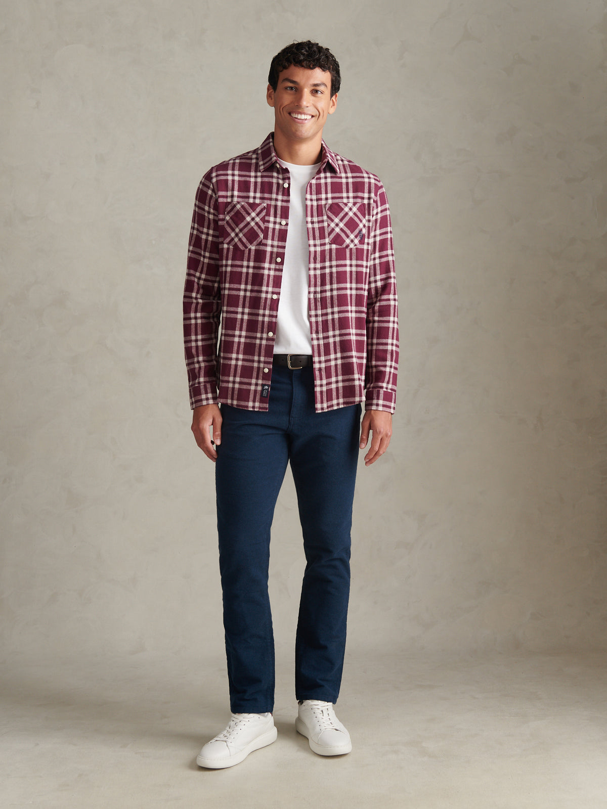 Mens Brushed Check Double Pocket Shirt Fig