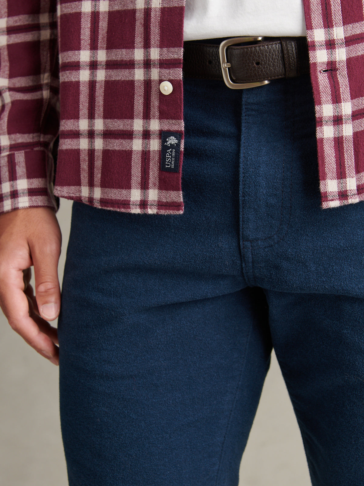 Mens Brushed Check Double Pocket Shirt Fig