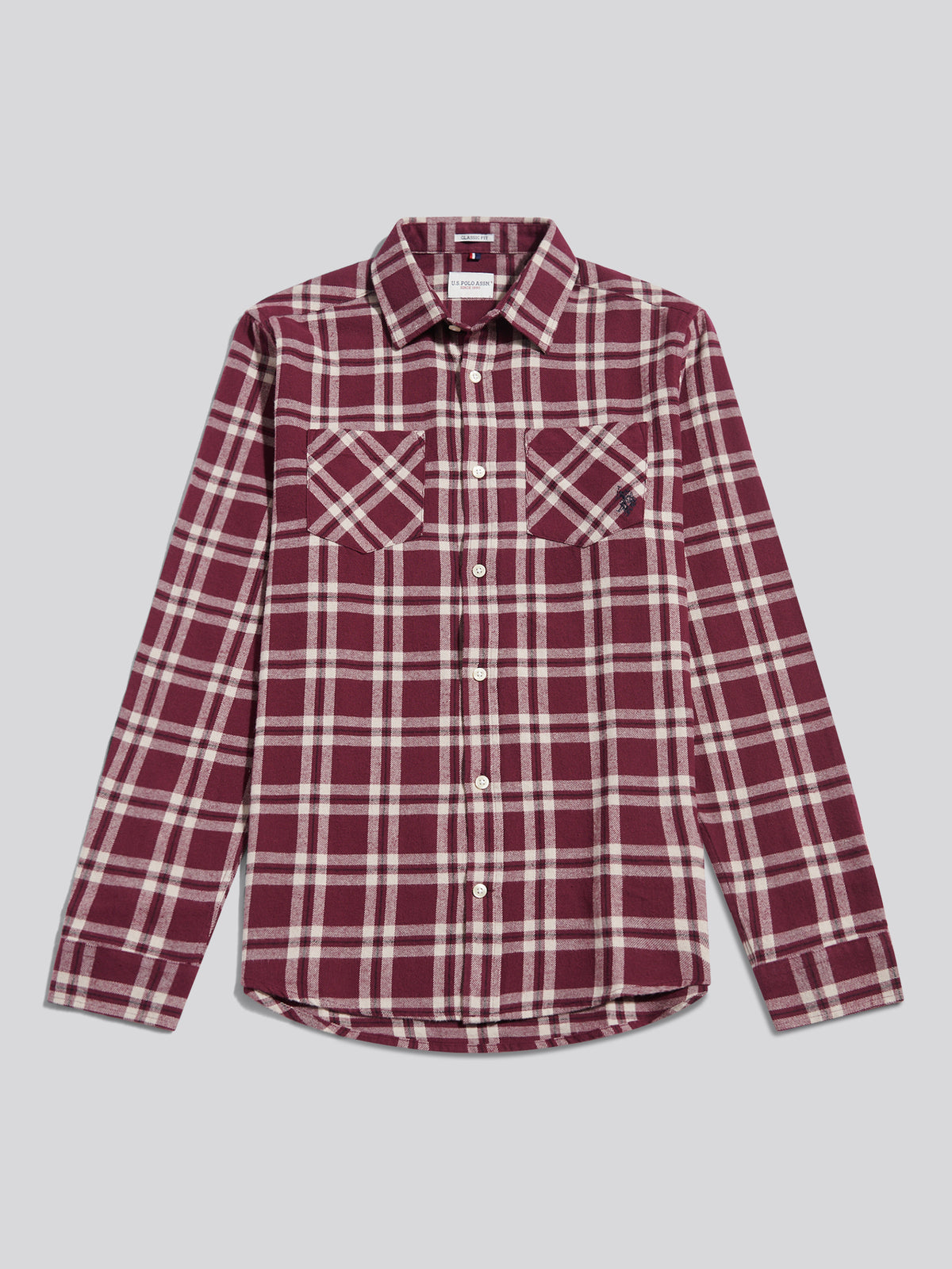 Mens Brushed Check Double Pocket Shirt Fig