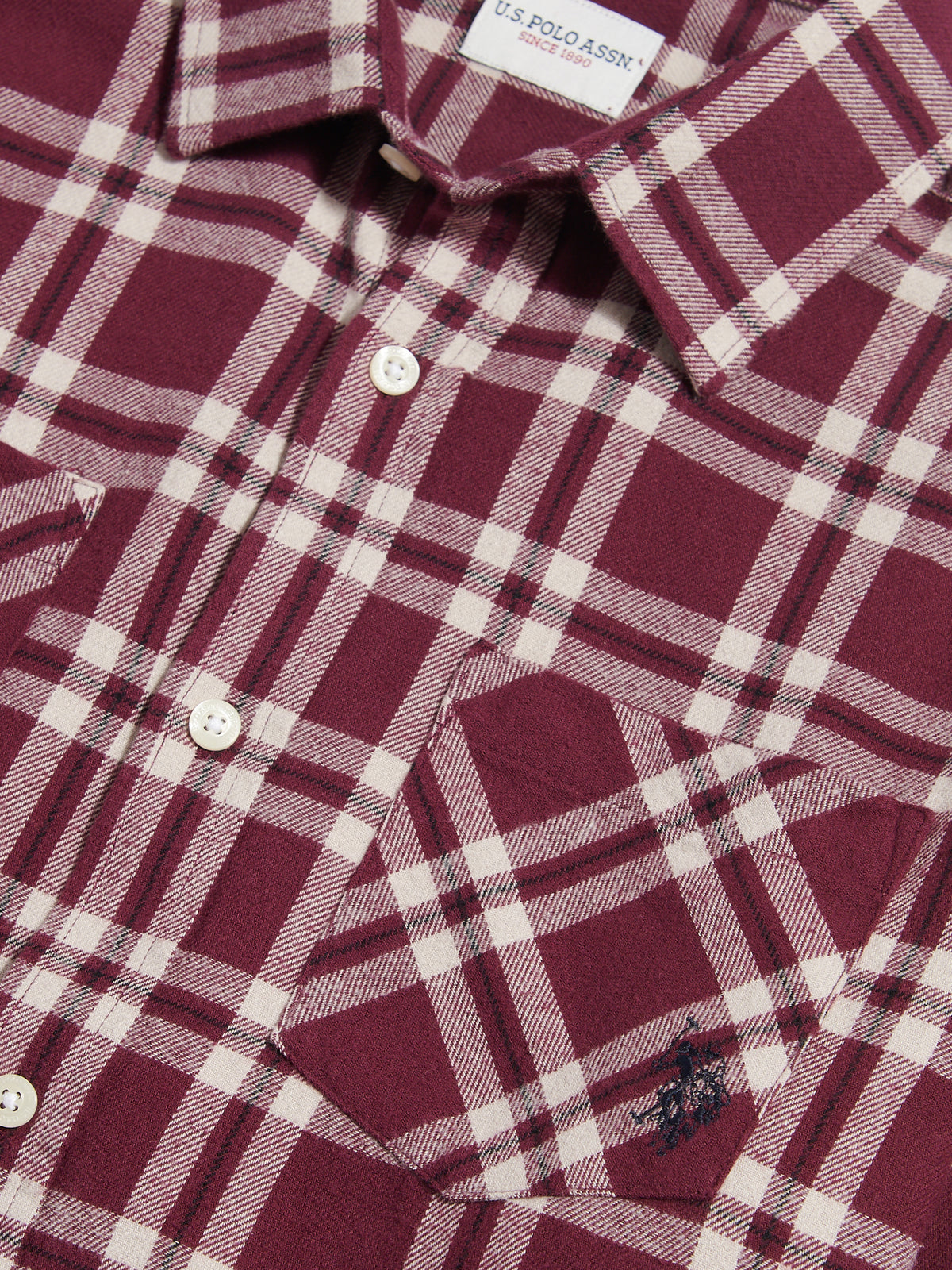Mens Brushed Check Double Pocket Shirt Fig