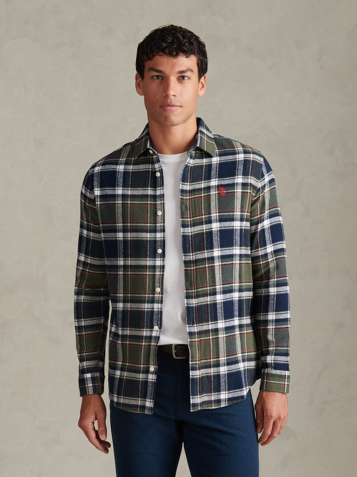Mens Soft Tartan Check Shirt Beetle