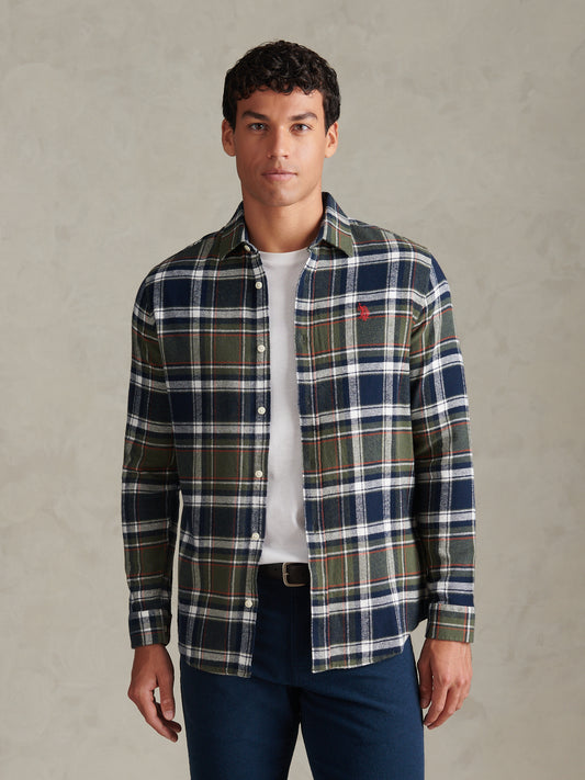 Mens Soft Tartan Check Shirt Beetle