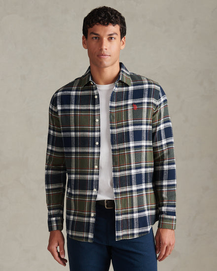Mens Soft Tartan Check Shirt Beetle
