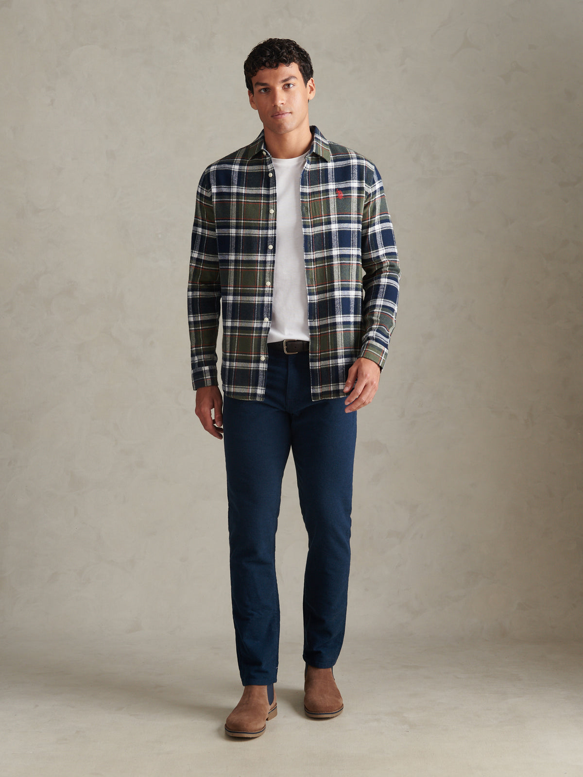 Mens Soft Tartan Check Shirt Beetle