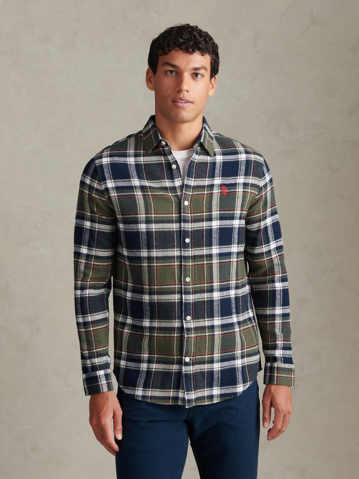 Mens Soft Tartan Check Shirt Beetle