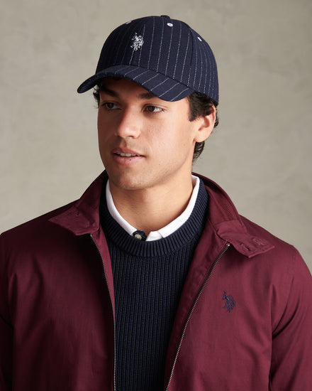Mens Baseball Stripe Melton Cap Dark Sapphire Navy