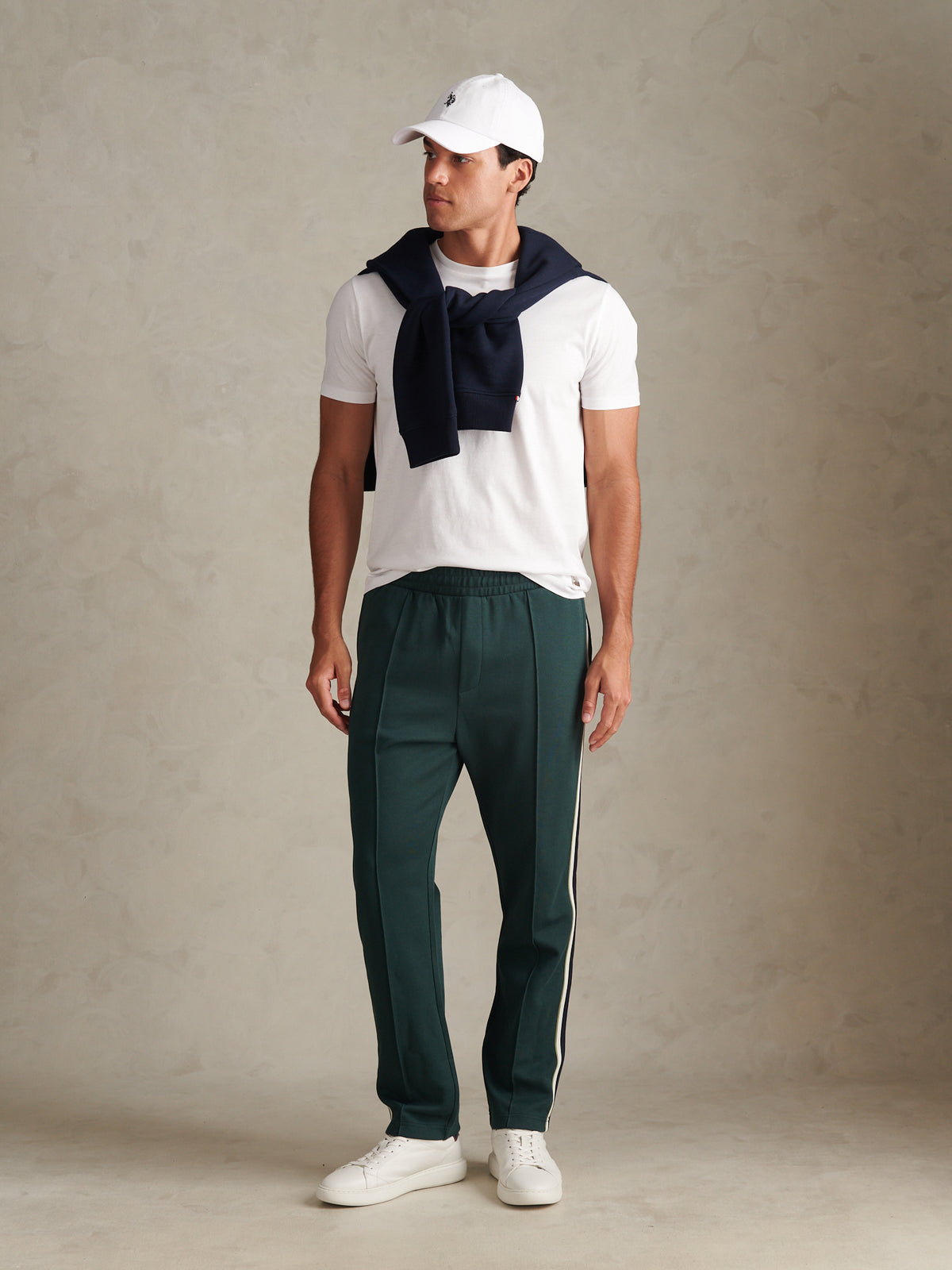 Mens Taped Pleated Tracksuit Joggers Green Gables