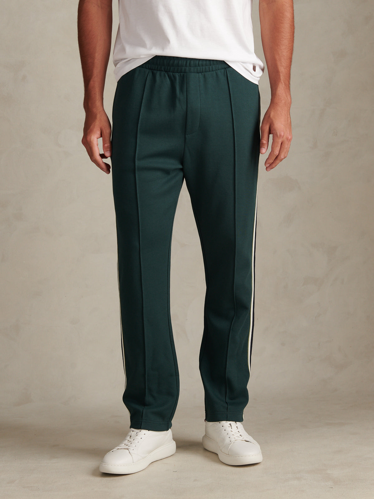 Mens Taped Pleated Tracksuit Joggers Green Gables