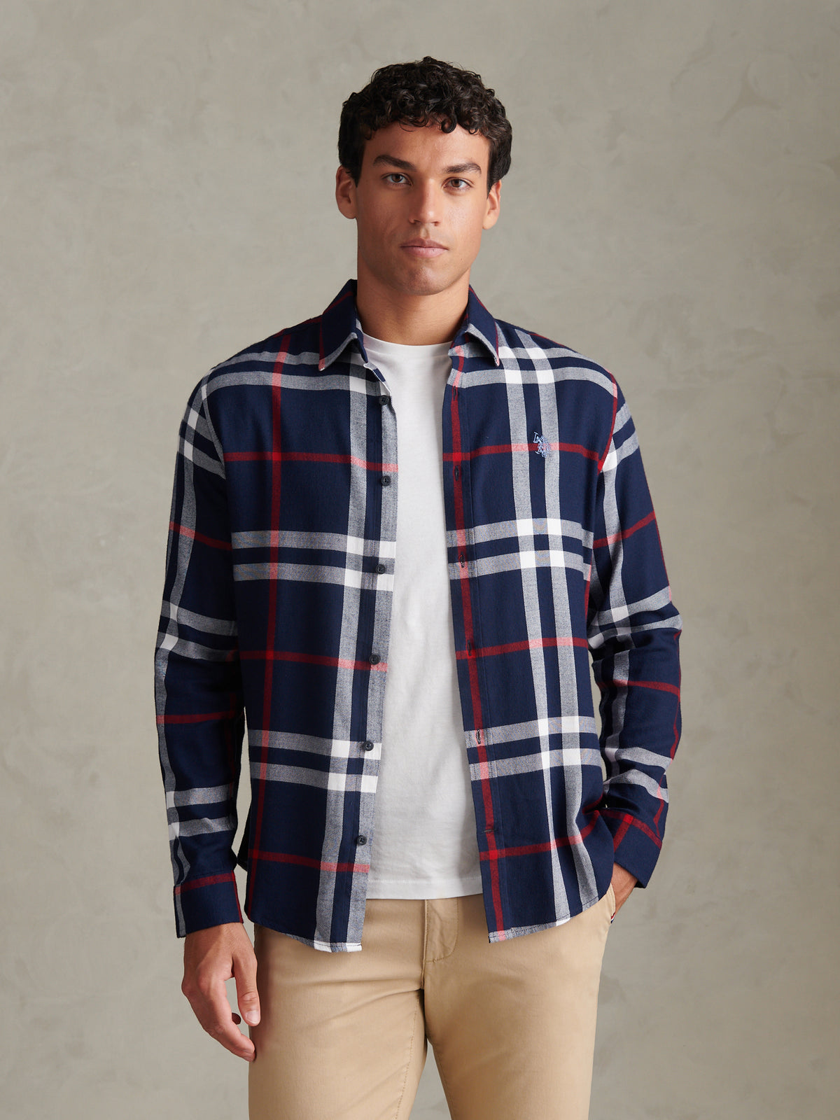 Mens Traditional Check Shirt Dark Sapphire Navy