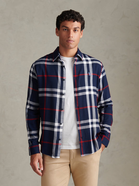 Mens Traditional Check Shirt Dark Sapphire Navy