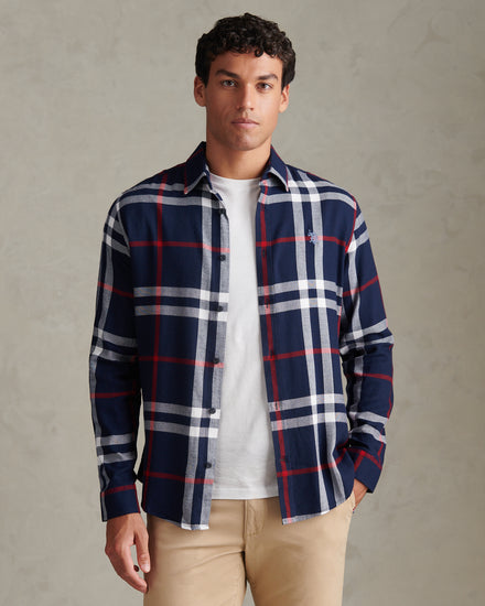Mens Traditional Check Shirt Dark Sapphire Navy