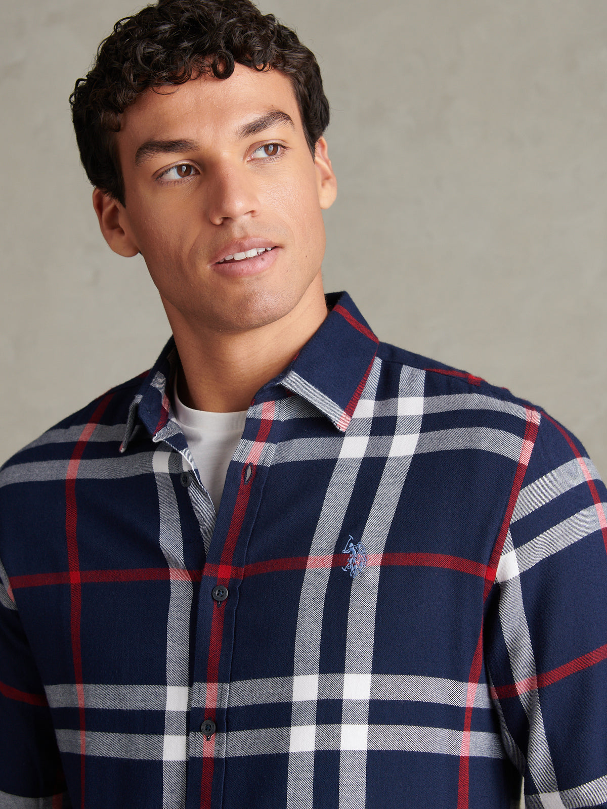 Mens Traditional Check Shirt Dark Sapphire Navy