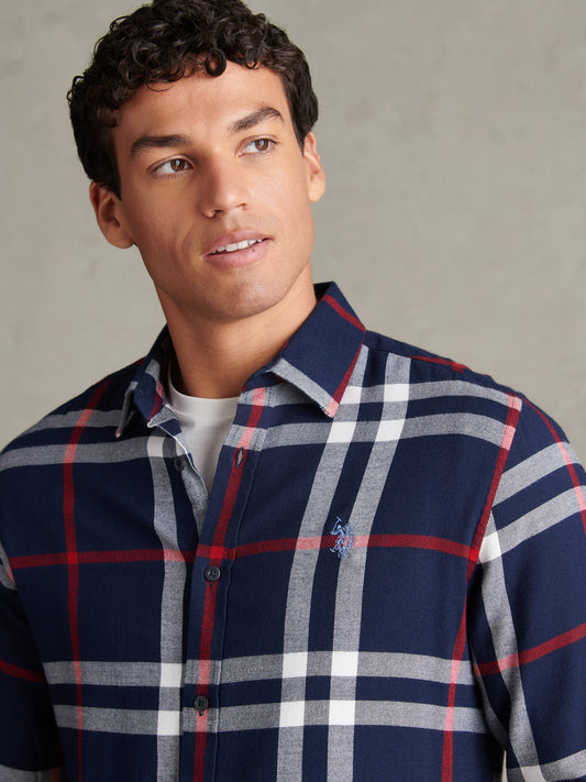 Mens Traditional Check Shirt Dark Sapphire Navy