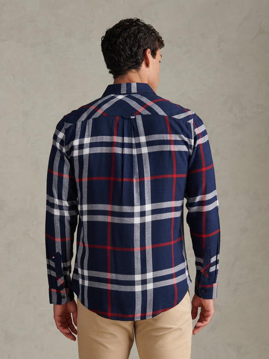 Mens Traditional Check Shirt Dark Sapphire Navy