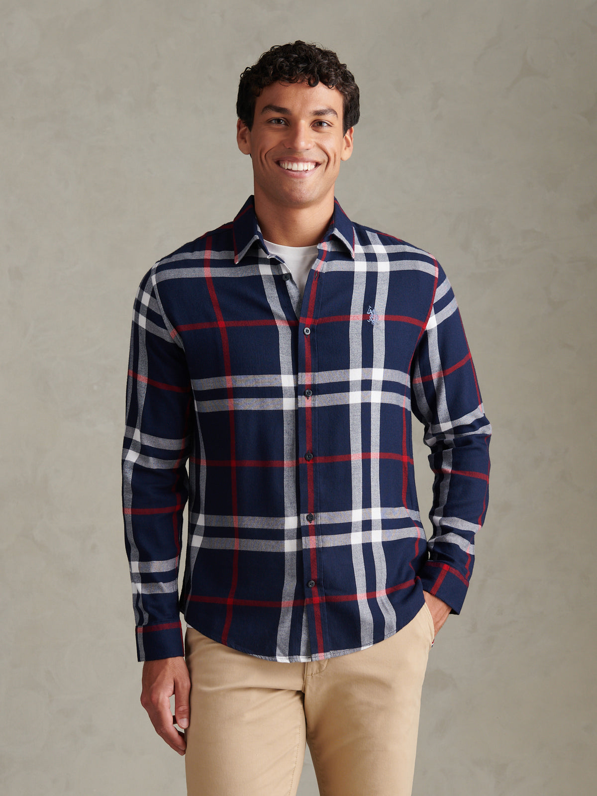 Mens Traditional Check Shirt Dark Sapphire Navy