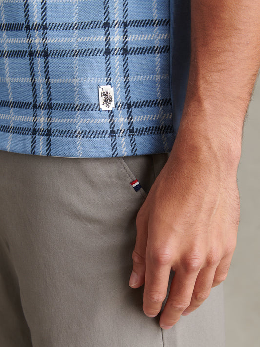 Jacquard Check Polo Ashleigh Blue