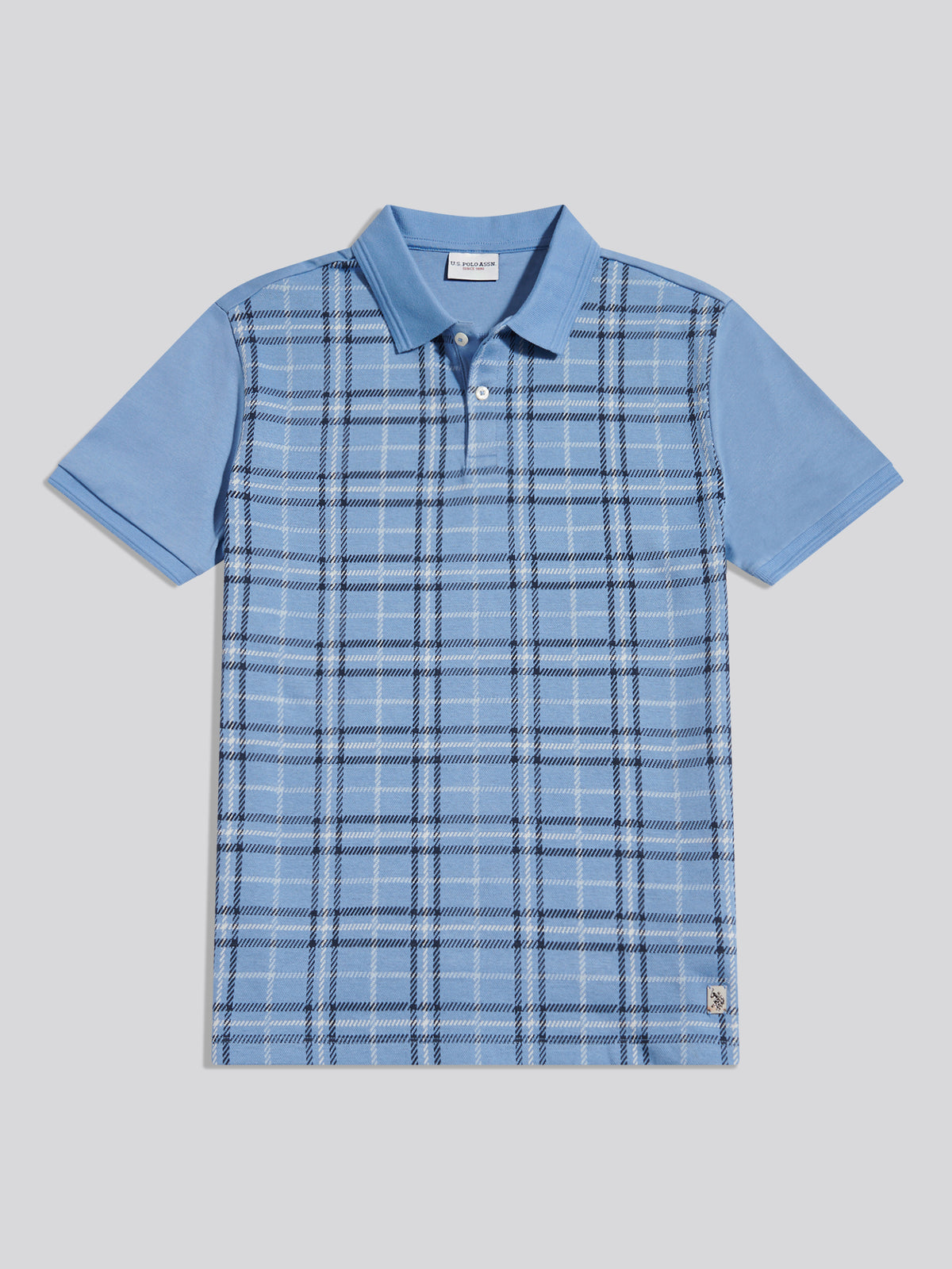 Mens Jacquard Check Polo Shirt Ashleigh Blue