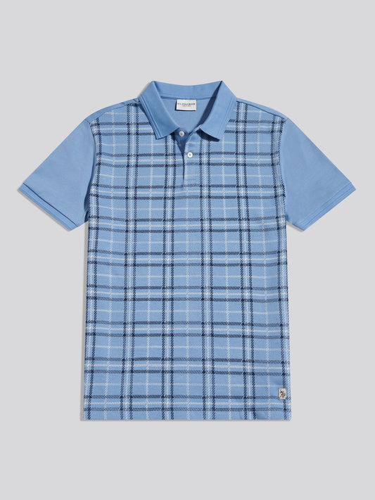 Jacquard Check Polo Ashleigh Blue