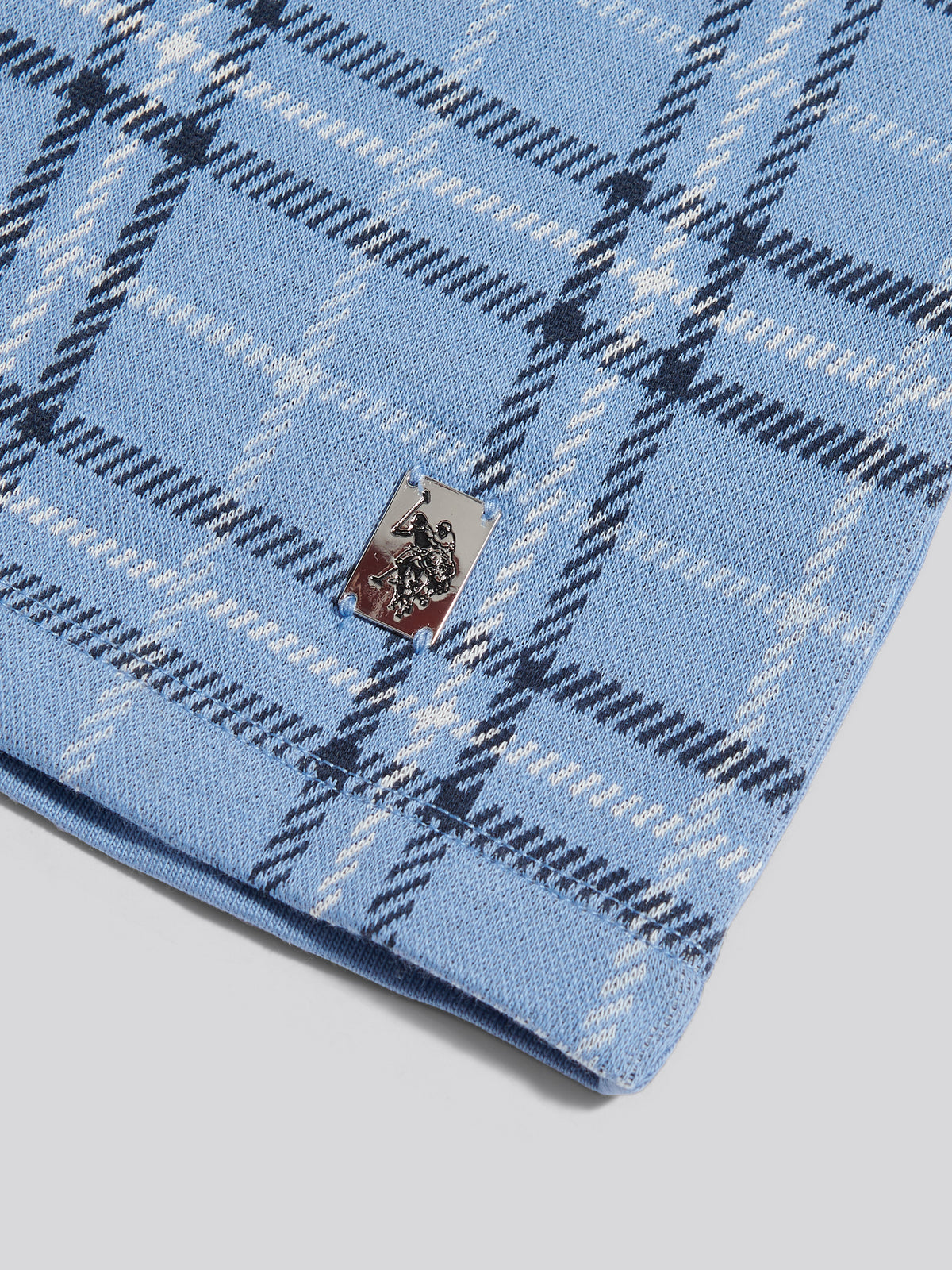 Mens Jacquard Check Polo Shirt Ashleigh Blue