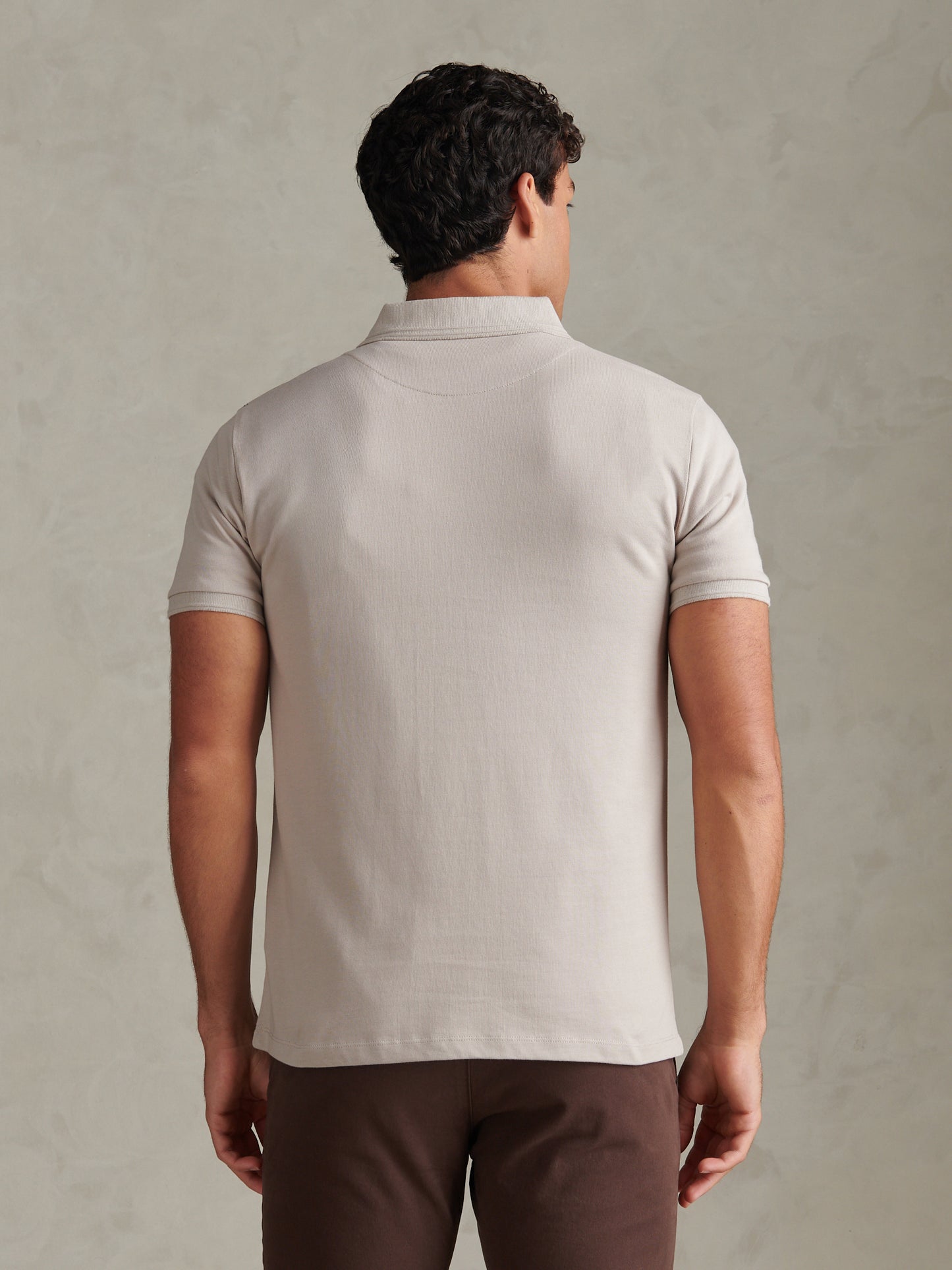 Mens Jacquard Check Polo Shirt Nacreous Clouds