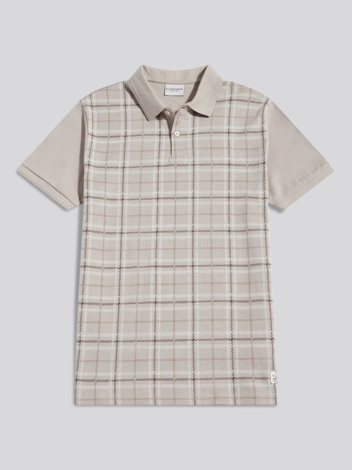 Mens Jacquard Check Polo Shirt Nacreous Clouds