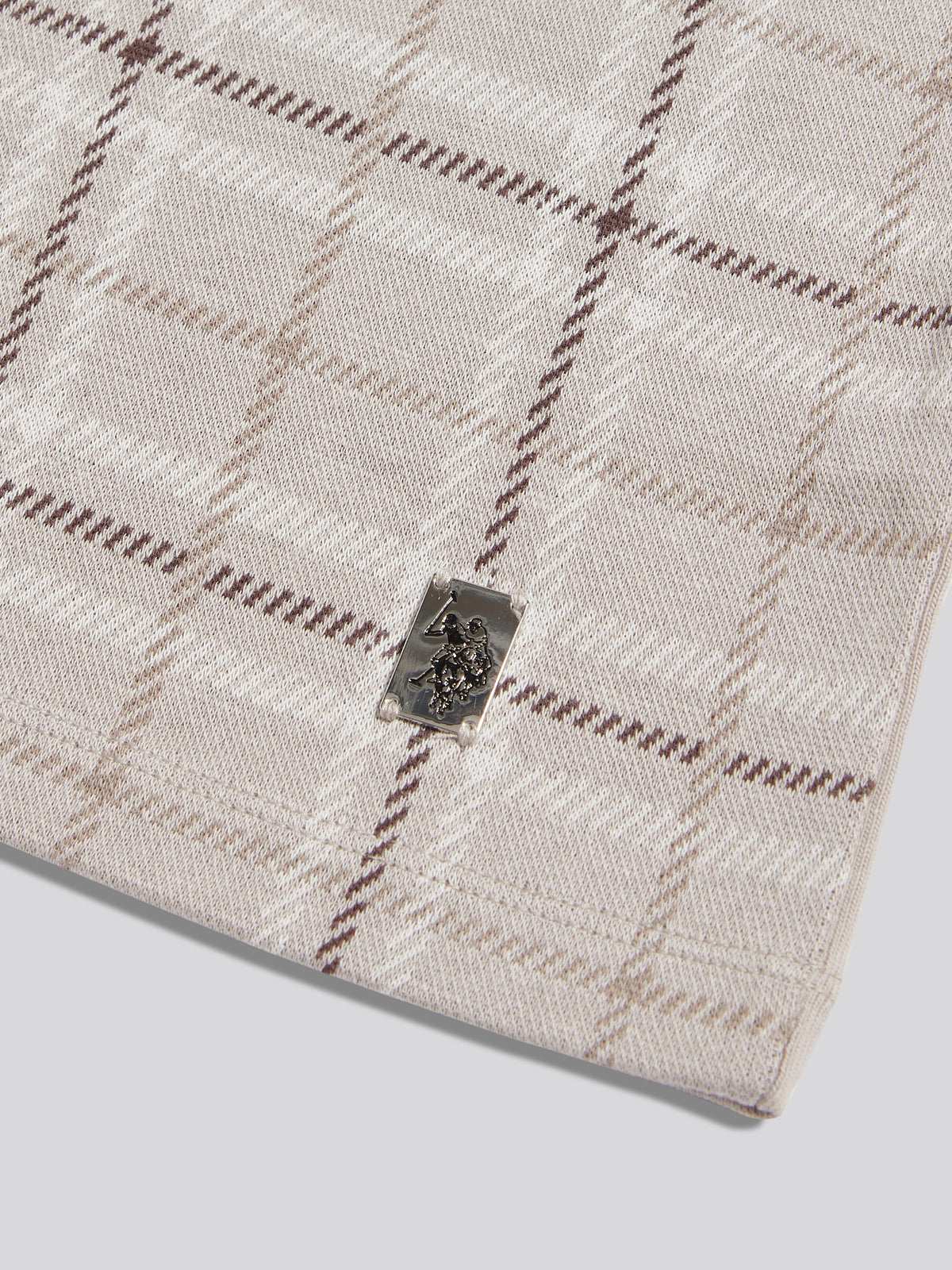 Mens Jacquard Check Polo Shirt Nacreous Clouds