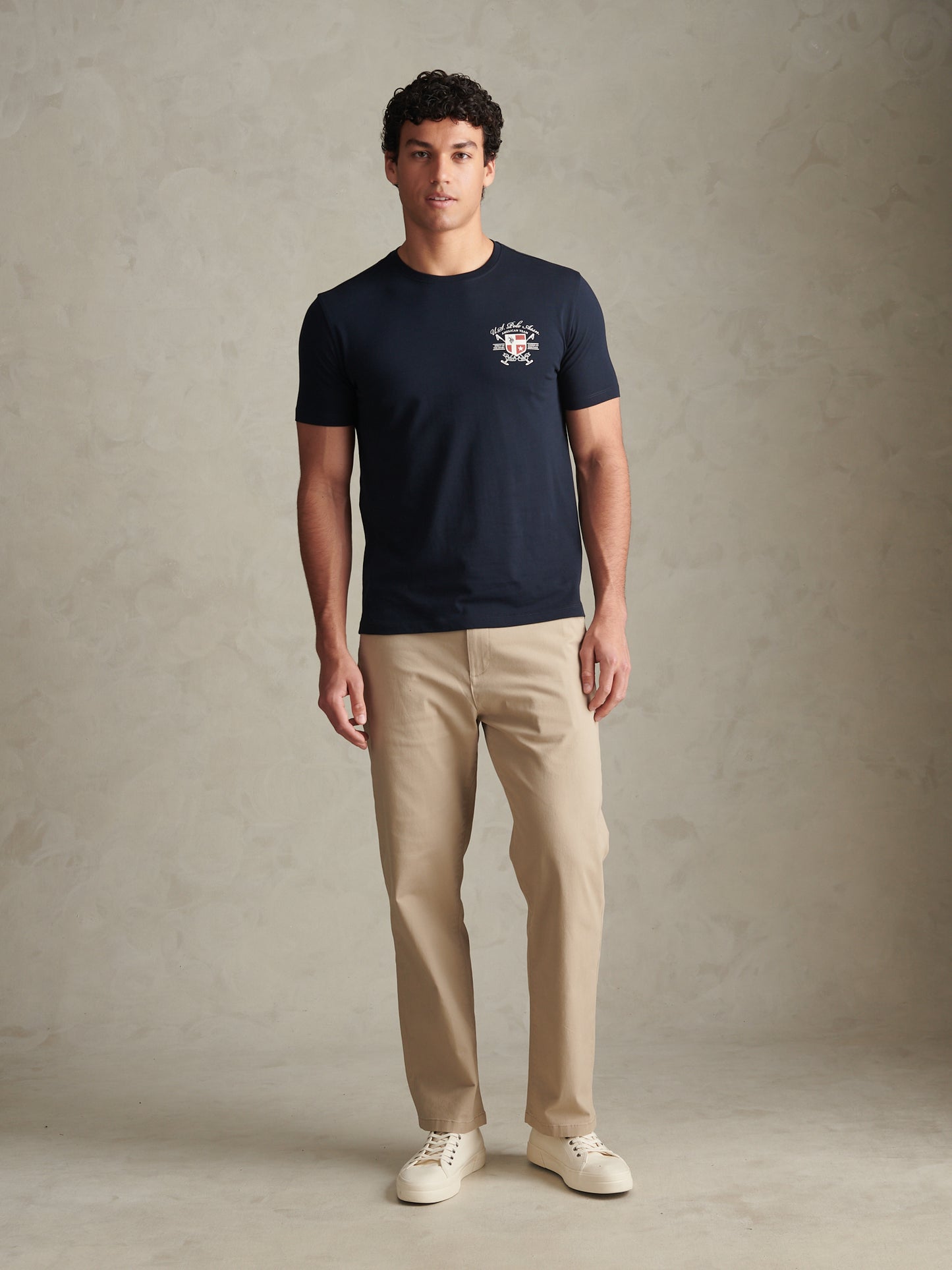 Mens Front & Back Crest Graphic T-Shirt Dark Sapphire Navy