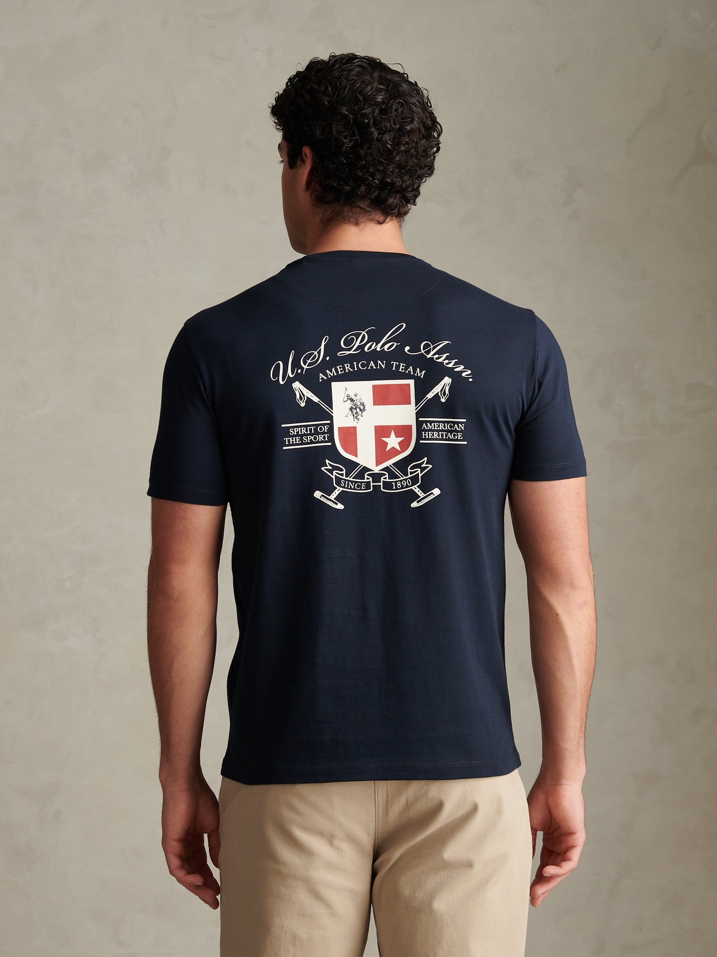 Mens Front & Back Crest Graphic T-Shirt Dark Sapphire Navy