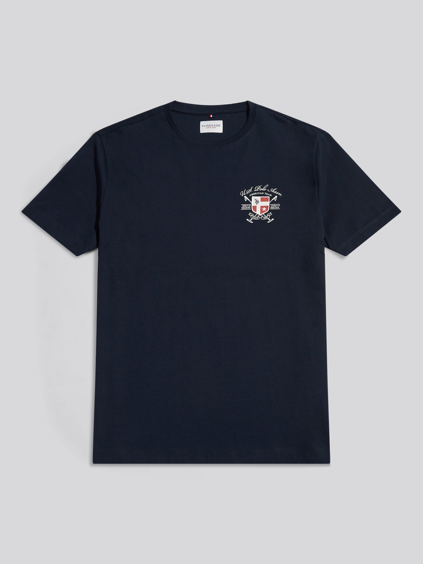 Mens Front & Back Crest Graphic T-Shirt Dark Sapphire Navy