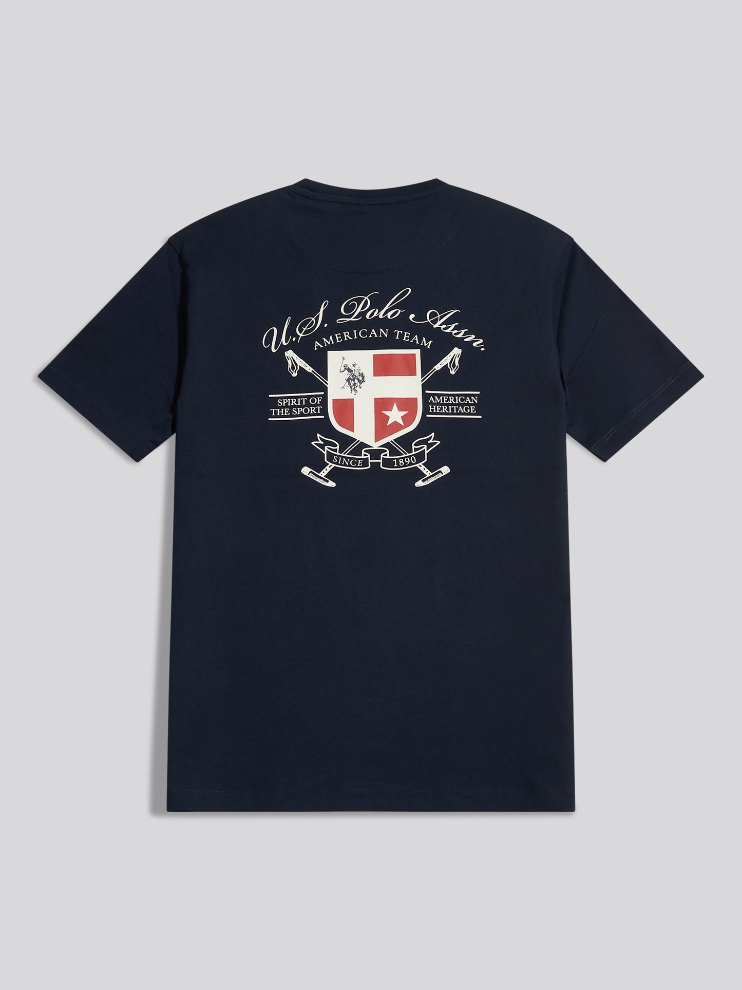 Mens Front & Back Crest Graphic T-Shirt Dark Sapphire Navy