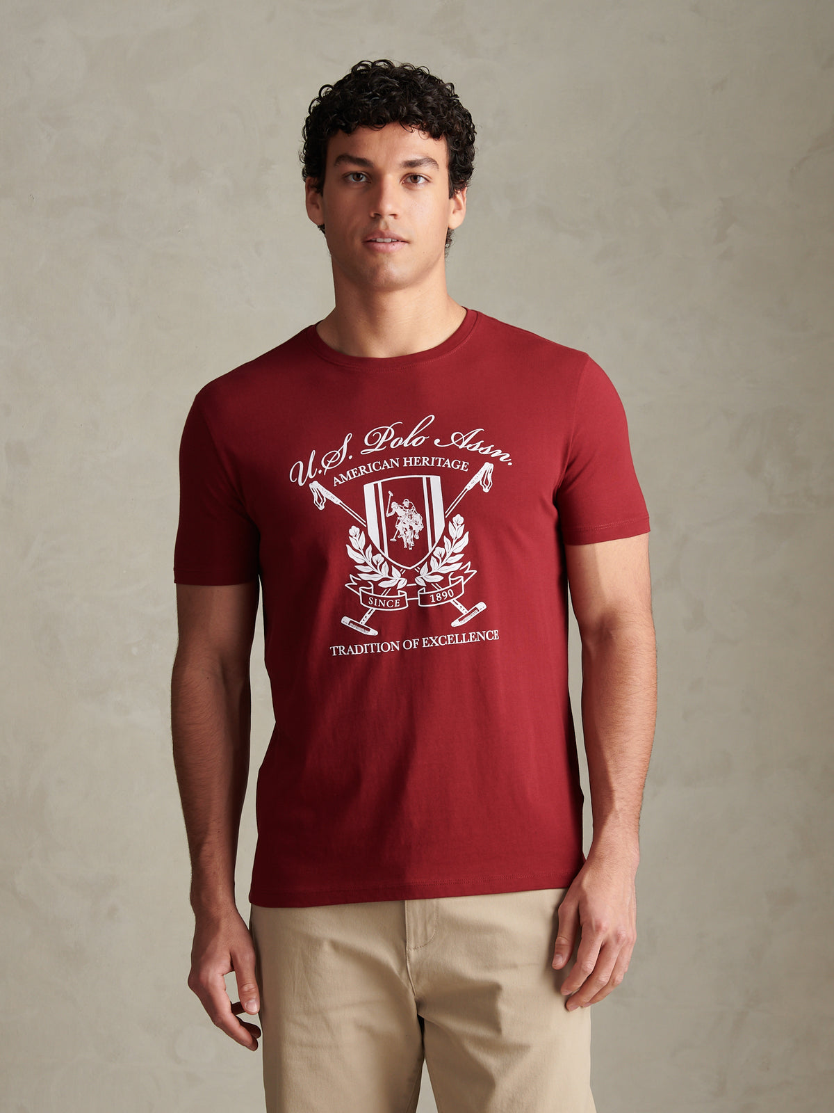 Mens Heritage Crest Graphic T-Shirt Cabernet