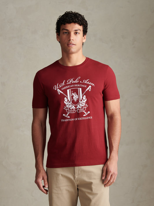 Mens Heritage Crest Graphic T-Shirt Cabernet