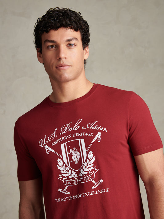 Mens Heritage Crest Graphic T-Shirt Cabernet