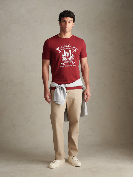 Mens Heritage Crest Graphic T-Shirt Cabernet