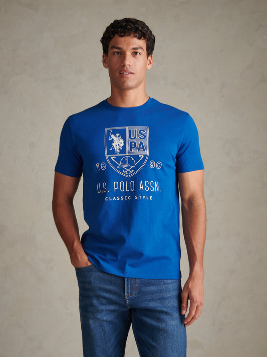 Mens Shield Graphic T-Shirt Blue Quartz