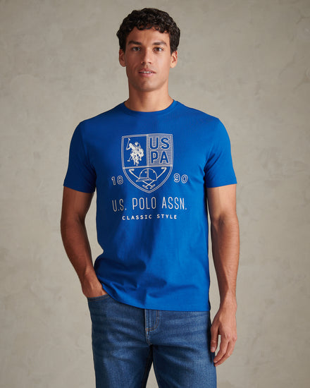 Mens Shield Graphic T-Shirt Blue Quartz