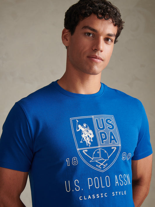 Mens Shield Graphic T-Shirt Blue Quartz