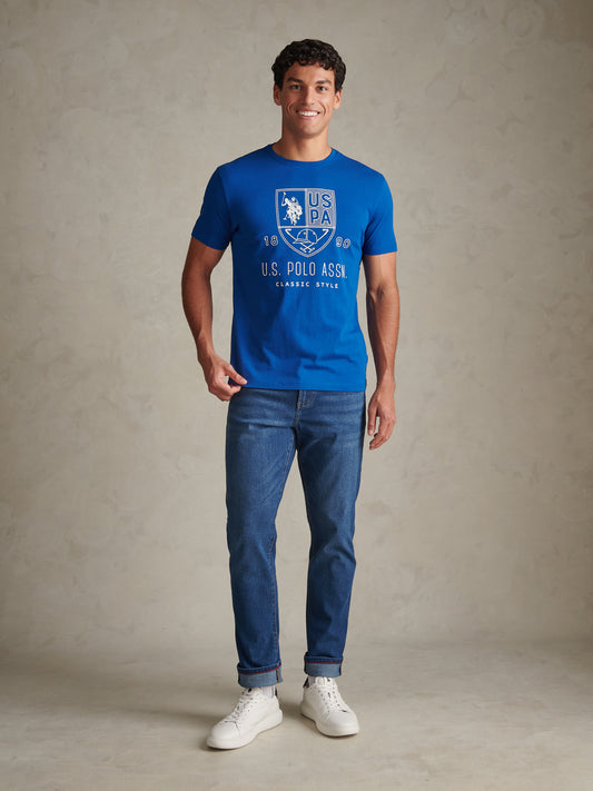 Mens Shield Graphic T-Shirt Blue Quartz