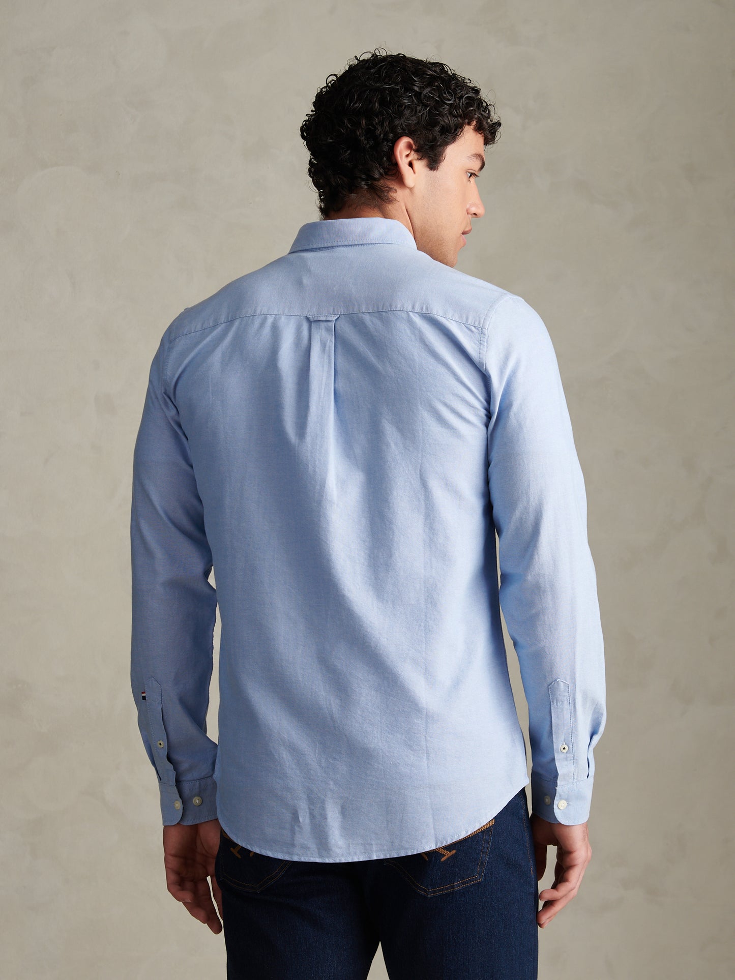 Mens Check Trim Oxford Shirt Blue Yonder / Dark Sapphire DHM
