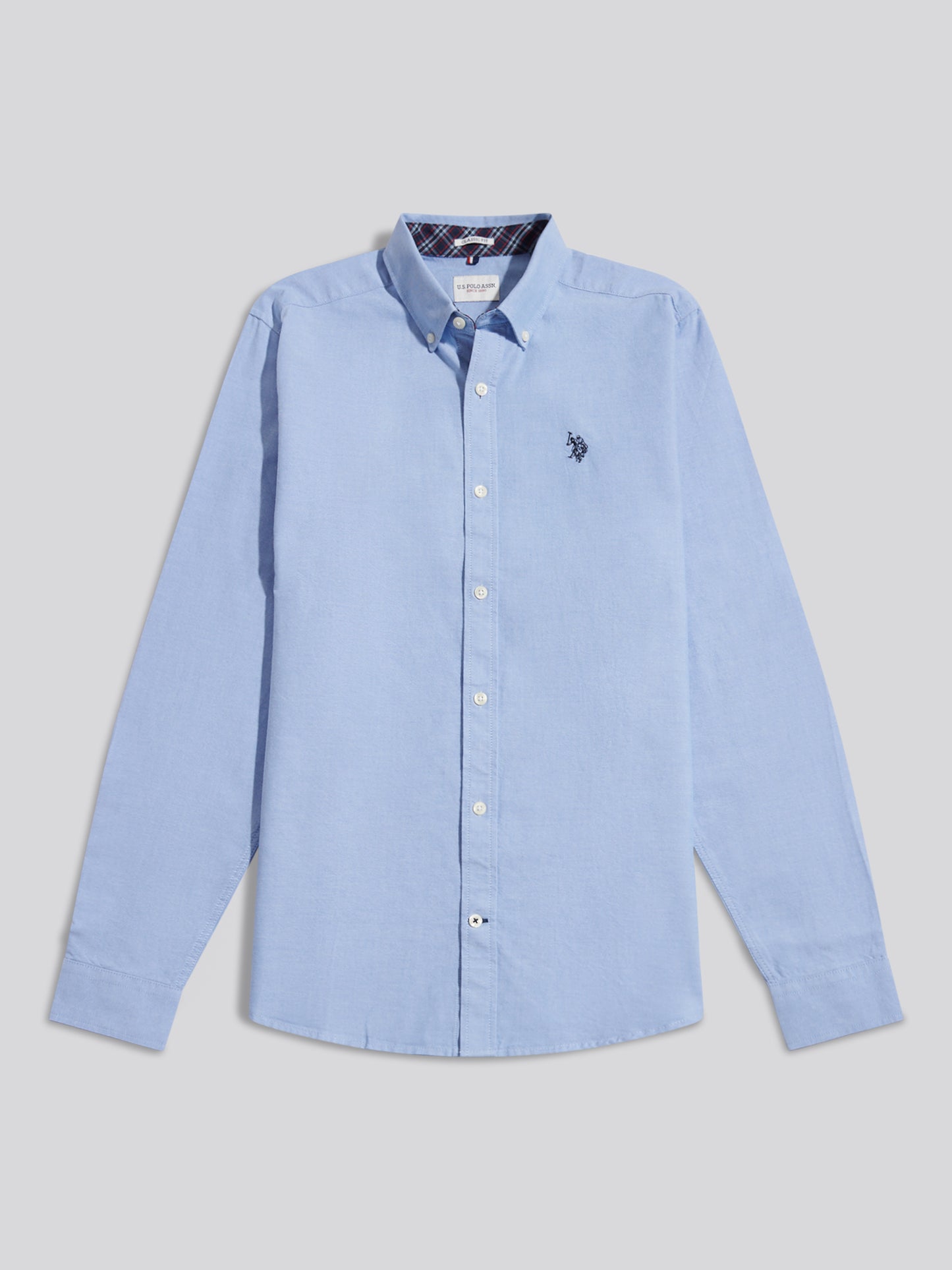 Mens Check Trim Oxford Shirt Blue Yonder / Dark Sapphire DHM