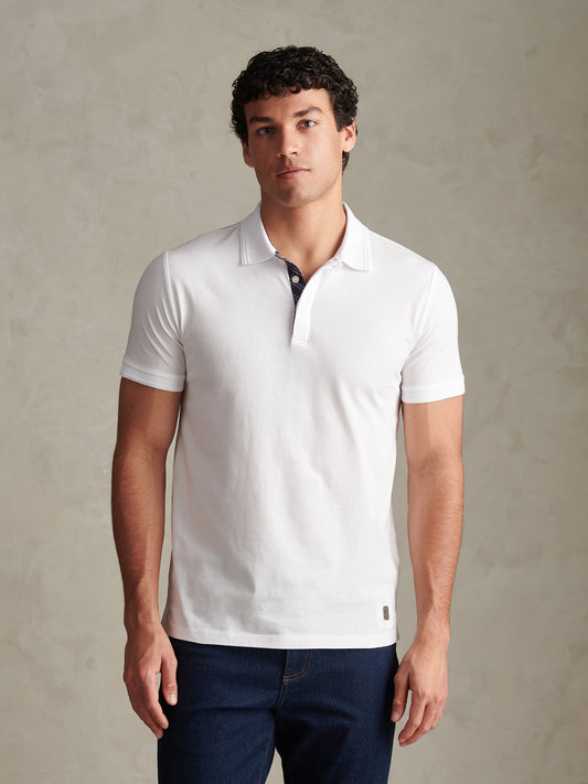 Check Trim Smart Supima Cotton Polo Bright White