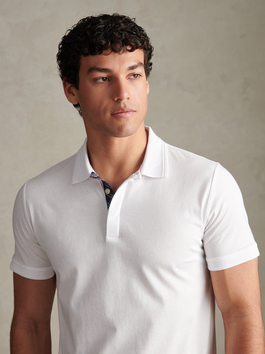 Check Trim Smart Supima Cotton Polo Bright White