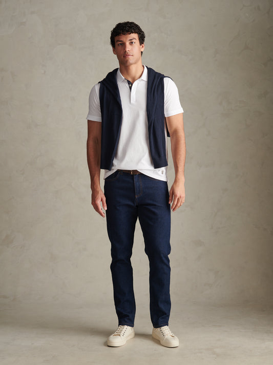 Check Trim Smart Supima Cotton Polo Bright White