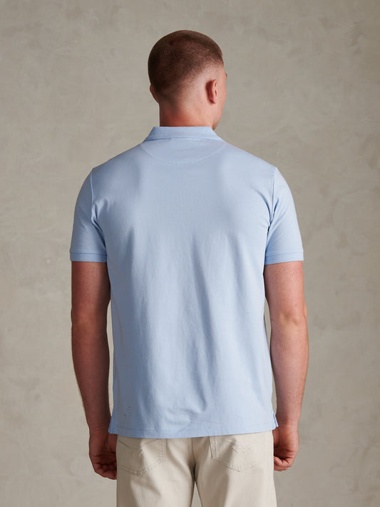 Check Trim Smart Supima Cotton Polo Chambray Blue