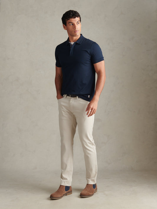 Check Trim Smart Supima Cotton Polo Dark Sapphire Navy
